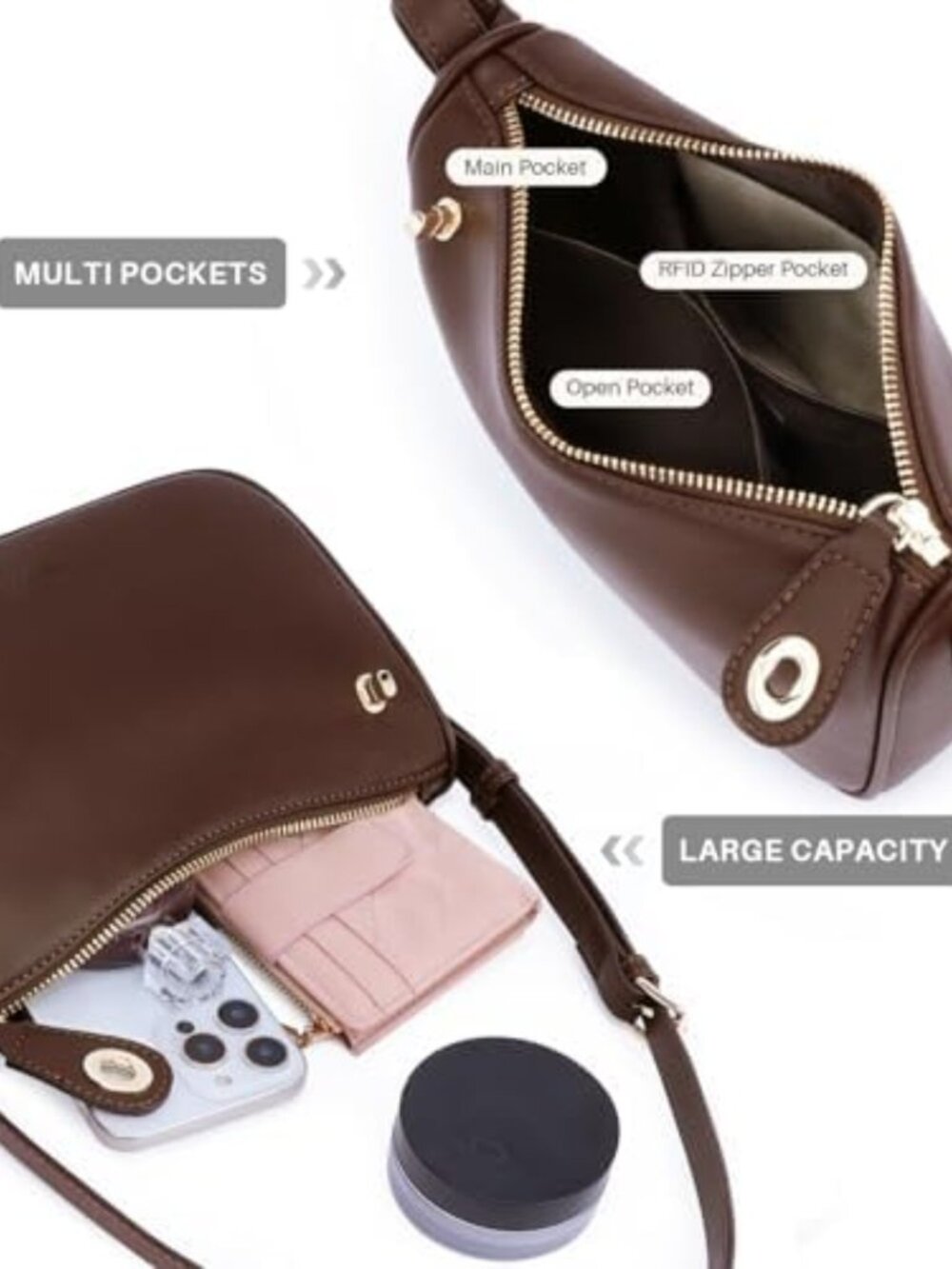 Stylish Vegan Leather Crossbody Bag for Women, RFID Anti-Theft Shoulder Purse - Picture 5 of 6